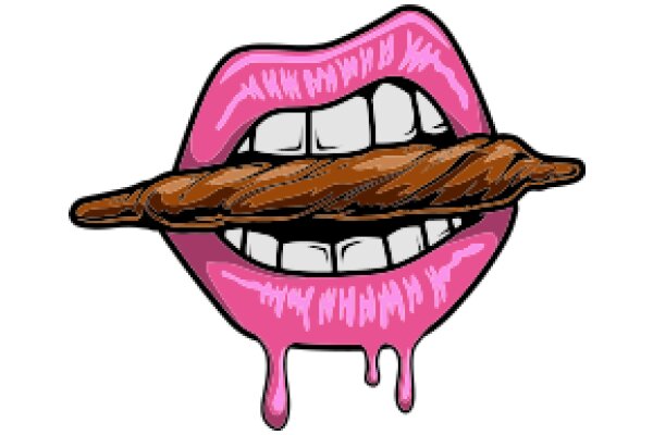 A Delightful Illustration of a Candy Cigar with a Pink Lollipop Mouth