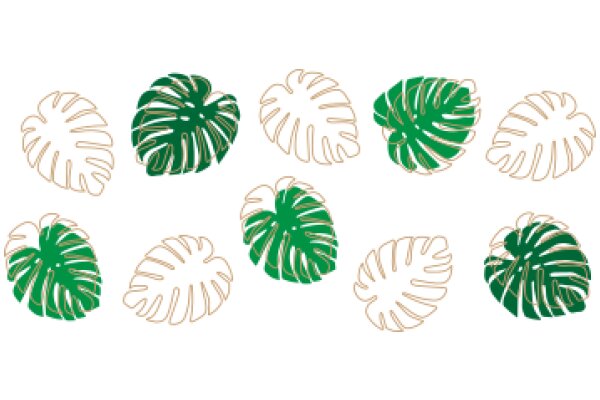 A Collection of Stylized Flower Patterns in Green and Gold