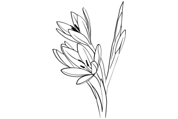 Stylized Line Drawing of a Flower