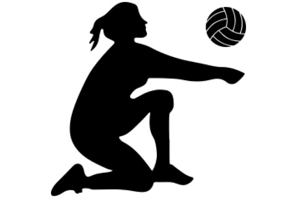 Silhouette of a Woman Playing Volleyball