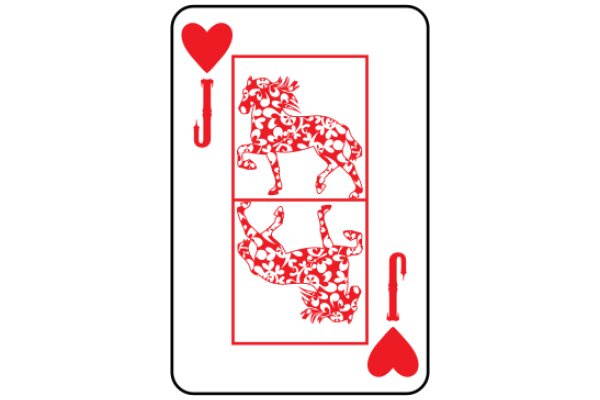 A Playful Pair: A Red Heart and a Horse-Themed Playing Card