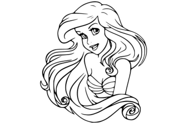 Stylized Portrait of a Female Character with Long Hair and a Smile