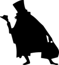 Silhouette of a Mysterious Figure with a Hat and a Cane