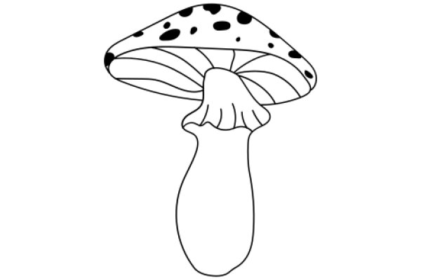 Simplistic Line Drawing of a Mushroom