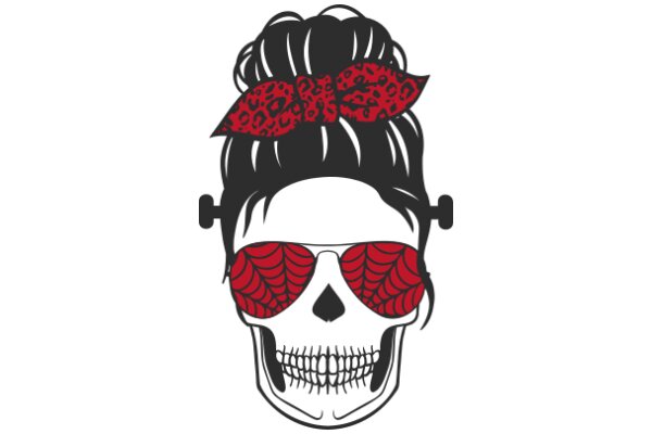 Stylish Skull with Red Leopard Print Headband and Sunglasses