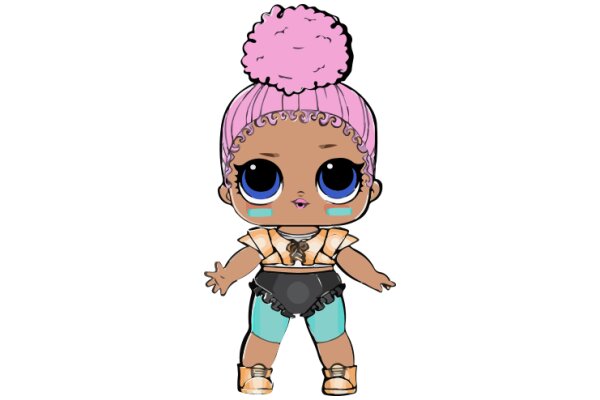 Stylish Avatar with Pink Hair and Blue Eyes