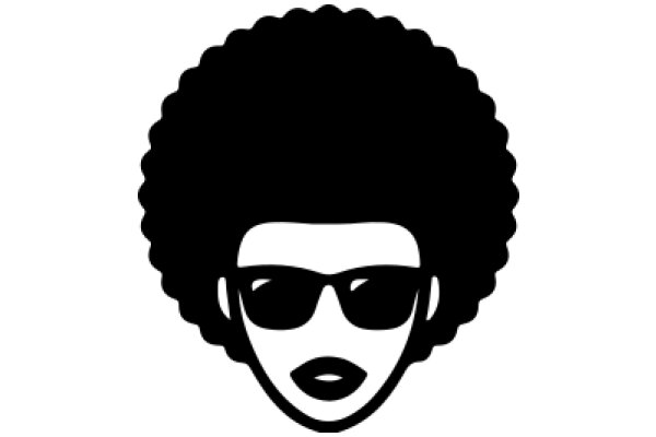 Stylized Portrait of a Man with Afro Hair and Sunglasses