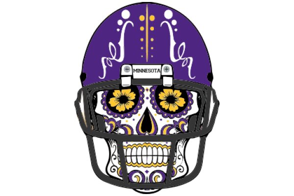 Minnesota Vikings Skull Helmet with Purple and Yellow Design