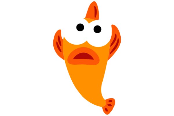 Vivid Orange Cartoon Fish with Big Eyes and a Mouth