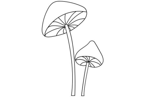 Simplified Line Drawing of Two Mushrooms