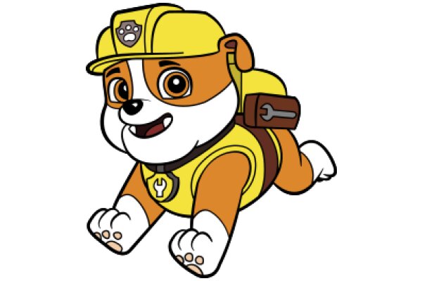 A Cute Cartoon Dog in a Construction Worker Outfit