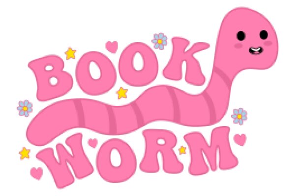 Bookworm: A Playful Pink Cartoon Character