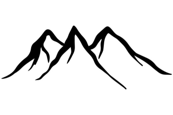 Stylized Black Silhouette of a Mountain Range