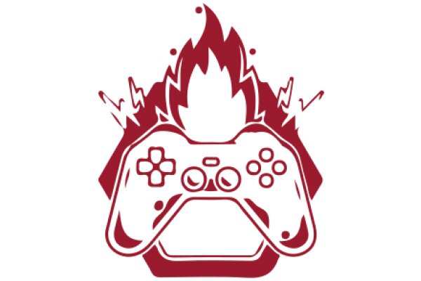 Stylized Gaming Icon: A Red and White Design Featuring a Controller and Flames