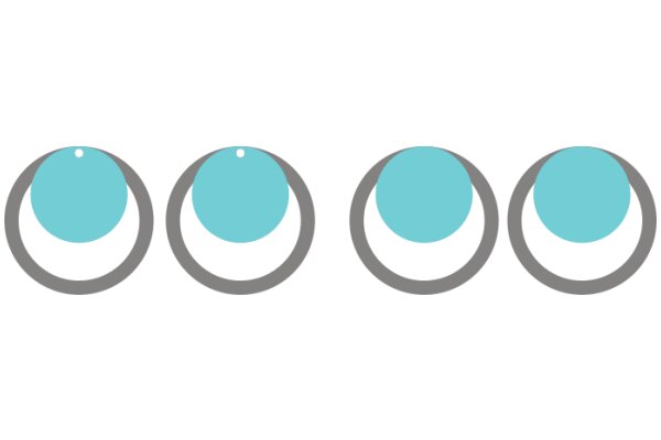 Three Circles with Blue Centers and Gray Outer Rings