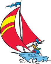 Disney's Scrooge McDuck: Sailing the Seas in His Red and Yellow Sailboat