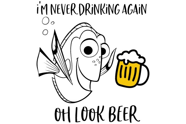 Oh Look Beer: A Whimsical Cartoon of a Fish and a Beer Mug