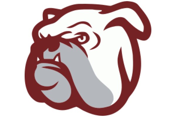 Stylized Bulldog Logo with Red Accent