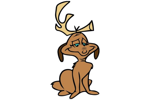 A Whimsical Scene: A Brown Dog with a Giant Deer Head