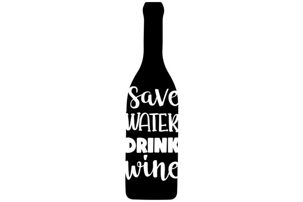 Save Water, Drink Wine: A Silhouette of a Bottle with a Message