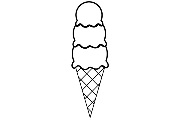 Simplistic Line Drawing of an Ice Cream Cone