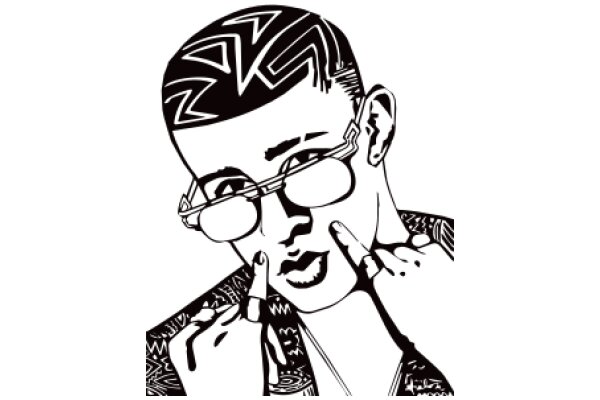 Stylized Portrait of a Man with Glasses and a Unique Hairstyle