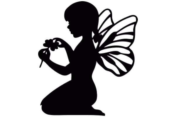 Silhouette of a Fairy with a Flower