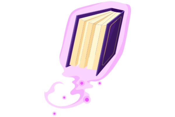 A Whimsical Illustration of a Book with a Purple Background and Pink Drops