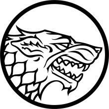 Stylized Wolf Icon in Black and White