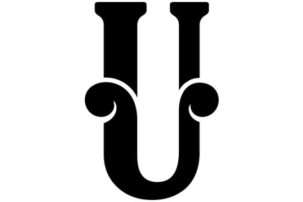 Stylized Black Letter 'U' with a Curved Design