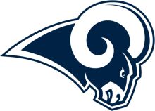 Stylized Ram's Head Logo in Blue and White