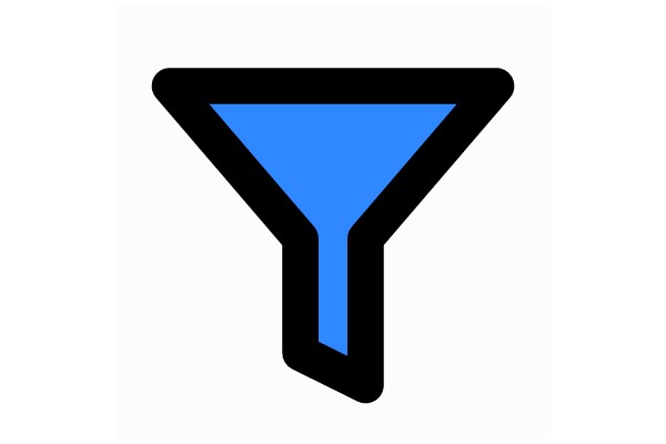 Stylized Icon of a Funnel with a Blue Background