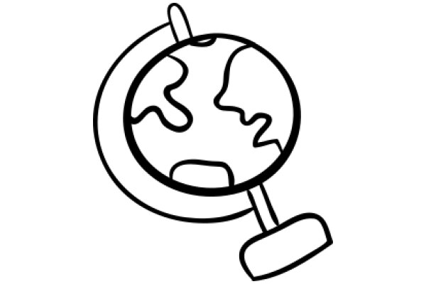 A Simple Line Drawing of a Globe and a Handle