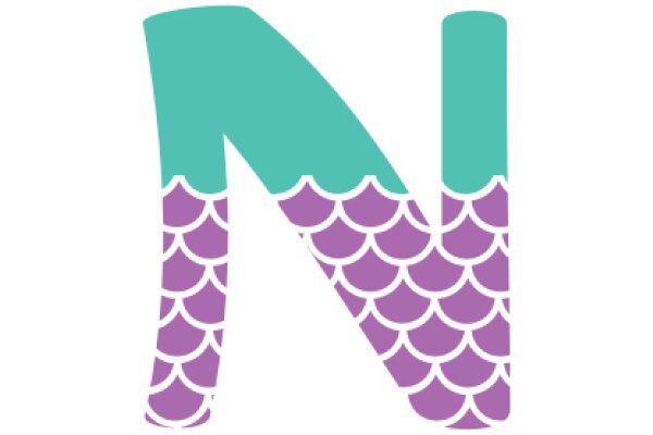 Stylized Letter 'N' with a Purple and Green Sea Scape Design