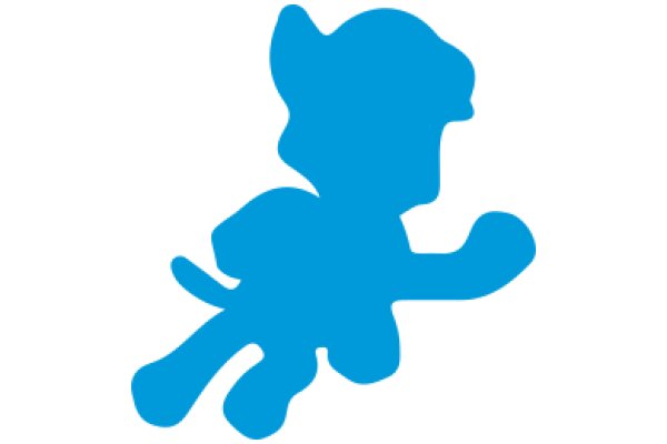 A Blue Silhouette of a Cartoon Character in Motion