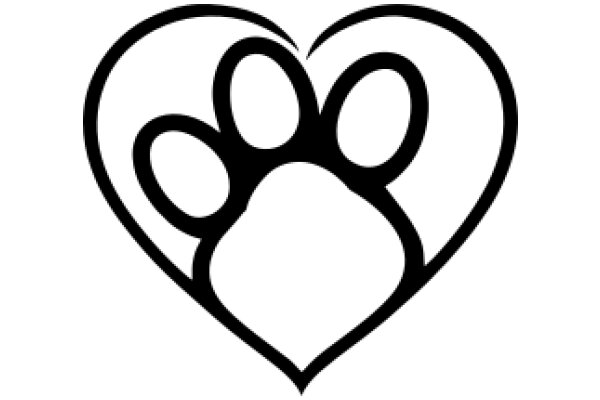 Simplistic Paw Print Heart Design