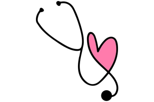 A Stylized Medical Stethoscope with a Pink Heart