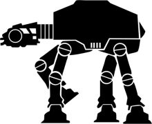 A Black and White Illustration of a Droid on a White Background