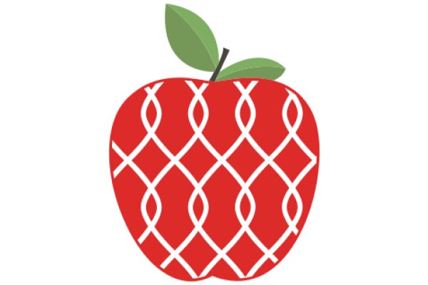 Vibrant Red Apple with a Green Leaf, Illustrated in a Stylized Manner