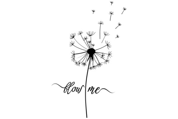 Whimsical Illustration of a Dandelion Puff with the Words 'Blow Me' Below