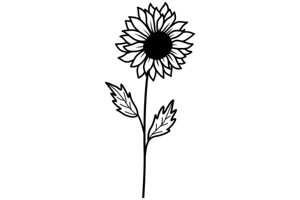 A Simple Line Drawing of a Sunflower