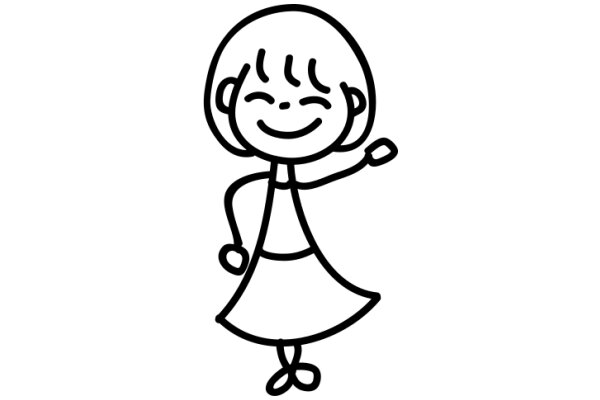 A Simple Line Drawing of a Smiling Cartoon Character