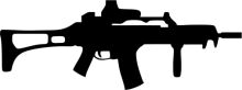 Silhouette of a Rifle Against a White Background