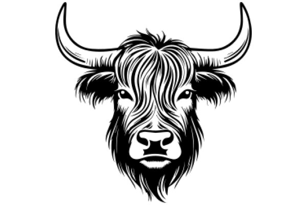 Stylized Bull Head with Horns and Eyes