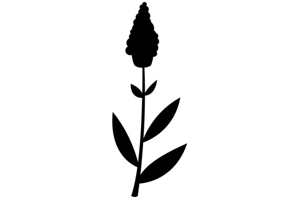 A Simple Silhouette of a Flower and Its Stem