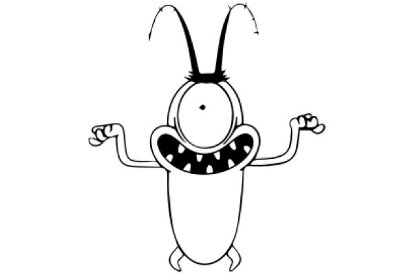 A Whimsical Cartoon Character with a Mischievous Smile and Antennae