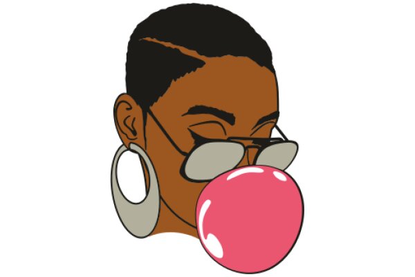 A Stylish Illustration of a Person with a Pink Bubble Gum