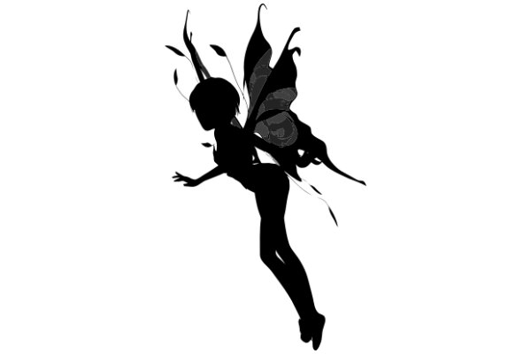 Silhouette of a Fairy and a Girl in Flight