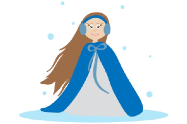 A Digital Illustration of a Girl with Headphones and a Blue Cape