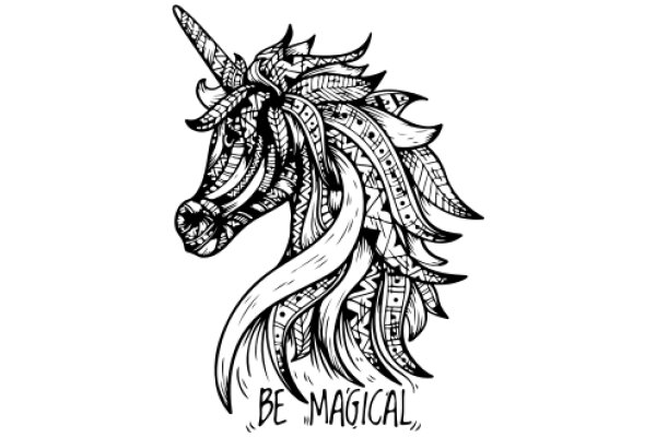 A Whimsical Illustration of a Unicorn with a Magical Inscription